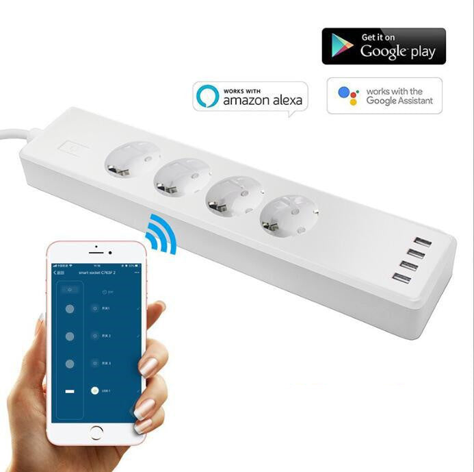 Tuya Smart Power Strip Remote APP Sub-control European Smart Wiring Board Supports Alexa Voice - Jay Store