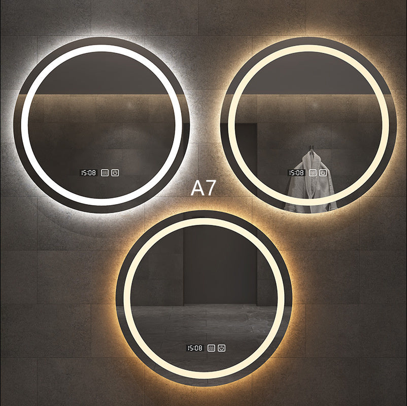 Round Smart Bathroom Toilet Mirror With Light Touch Screen Induction - Jay Store