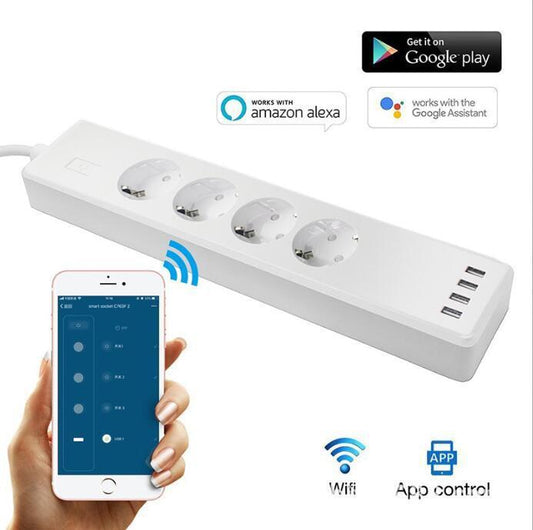 Tuya Smart Power Strip Remote APP Sub-control European Smart Wiring Board Supports Alexa Voice - Jay Store