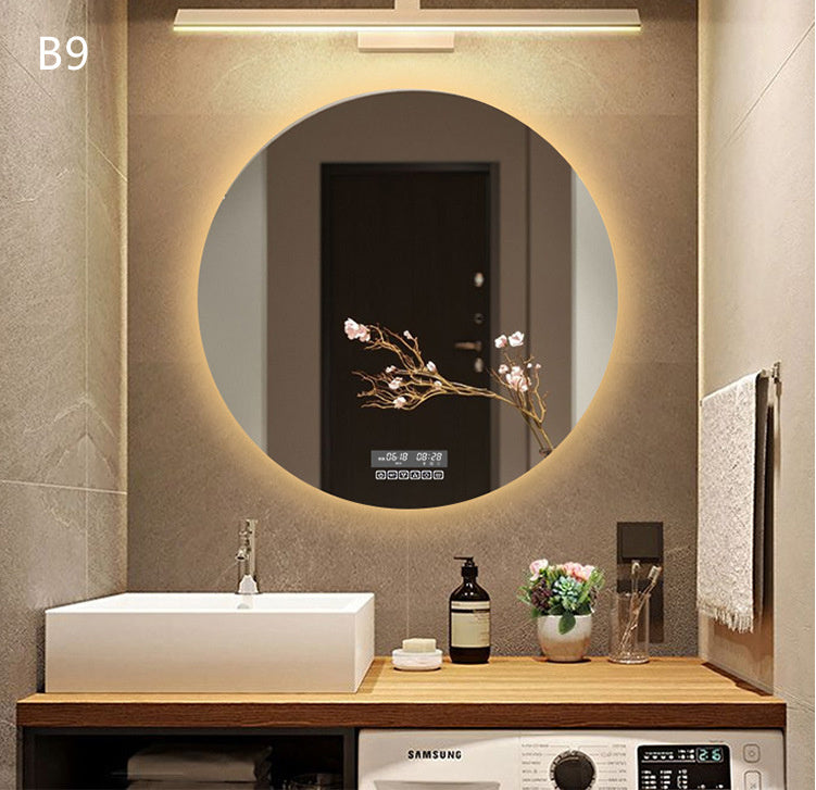 Round Smart Bathroom Toilet Mirror With Light Touch Screen Induction - Jay Store