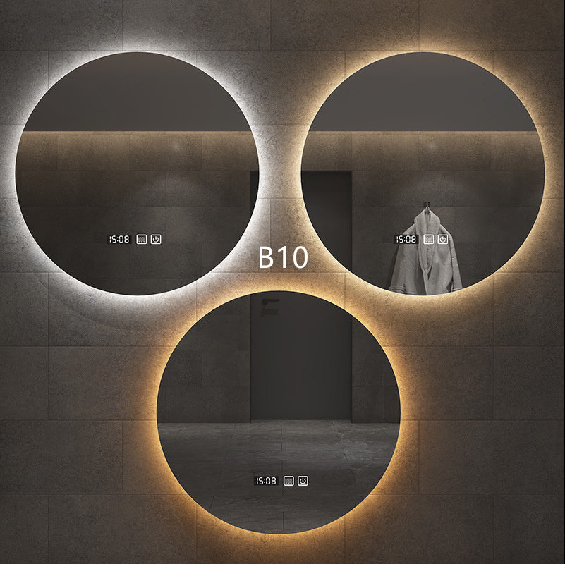 Round Smart Bathroom Toilet Mirror With Light Touch Screen Induction - Jay Store