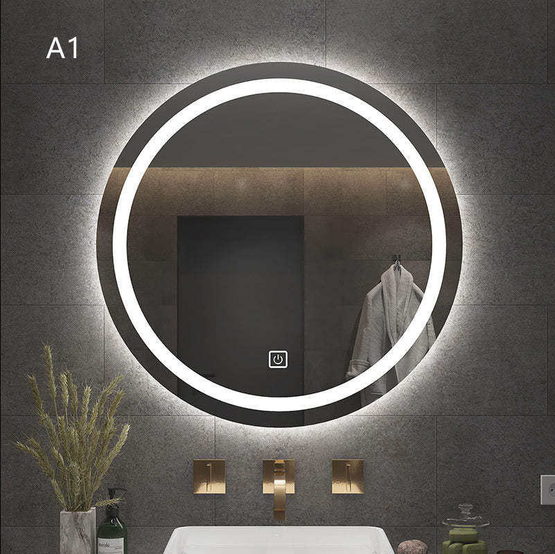 Round Smart Bathroom Toilet Mirror With Light Touch Screen Induction - Jay Store