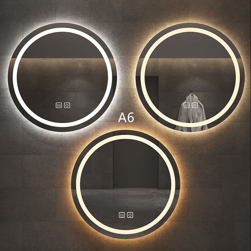 Round Smart Bathroom Toilet Mirror With Light Touch Screen Induction - Jay Store