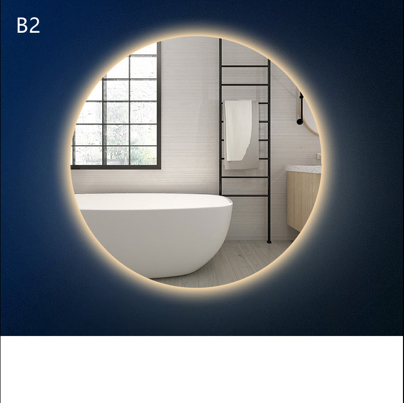 Round Smart Bathroom Toilet Mirror With Light Touch Screen Induction - Jay Store