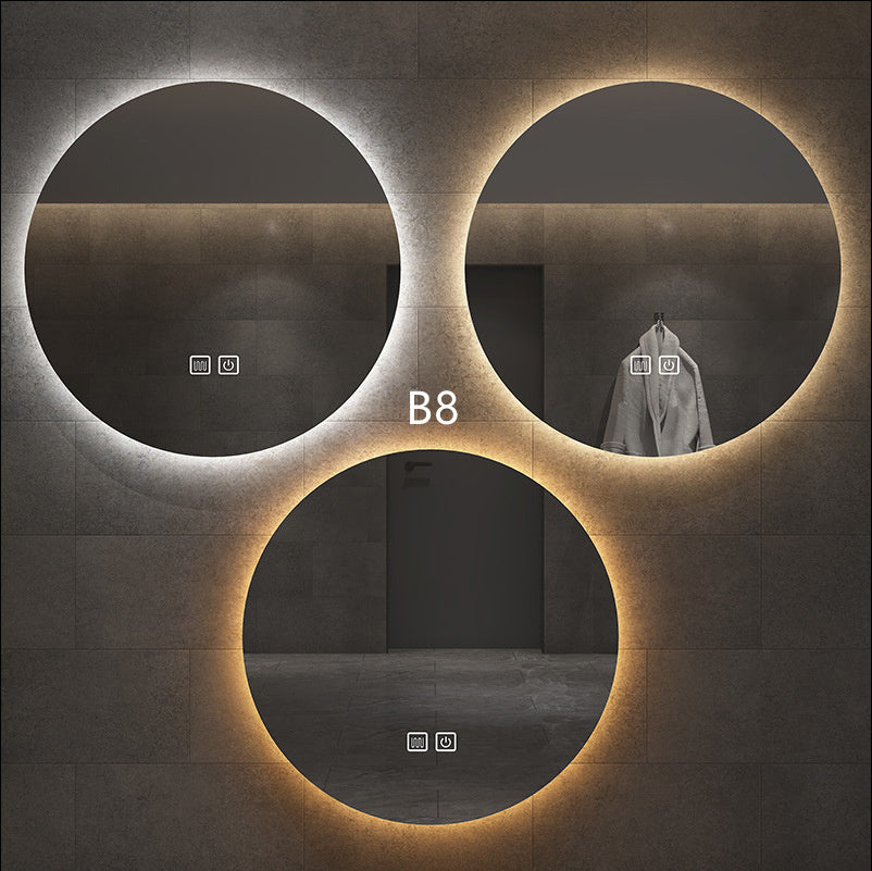 Round Smart Bathroom Toilet Mirror With Light Touch Screen Induction - Jay Store