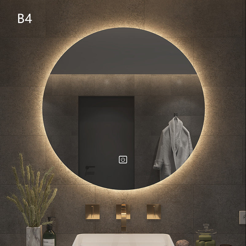 Round Smart Bathroom Toilet Mirror With Light Touch Screen Induction - Jay Store