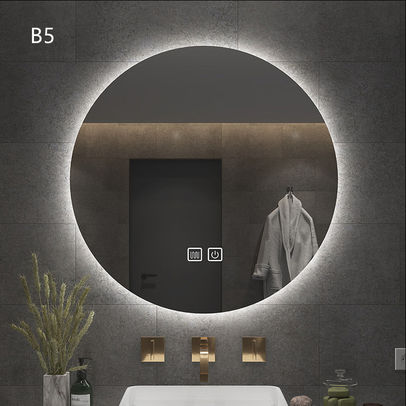 Round Smart Bathroom Toilet Mirror With Light Touch Screen Induction - Jay Store