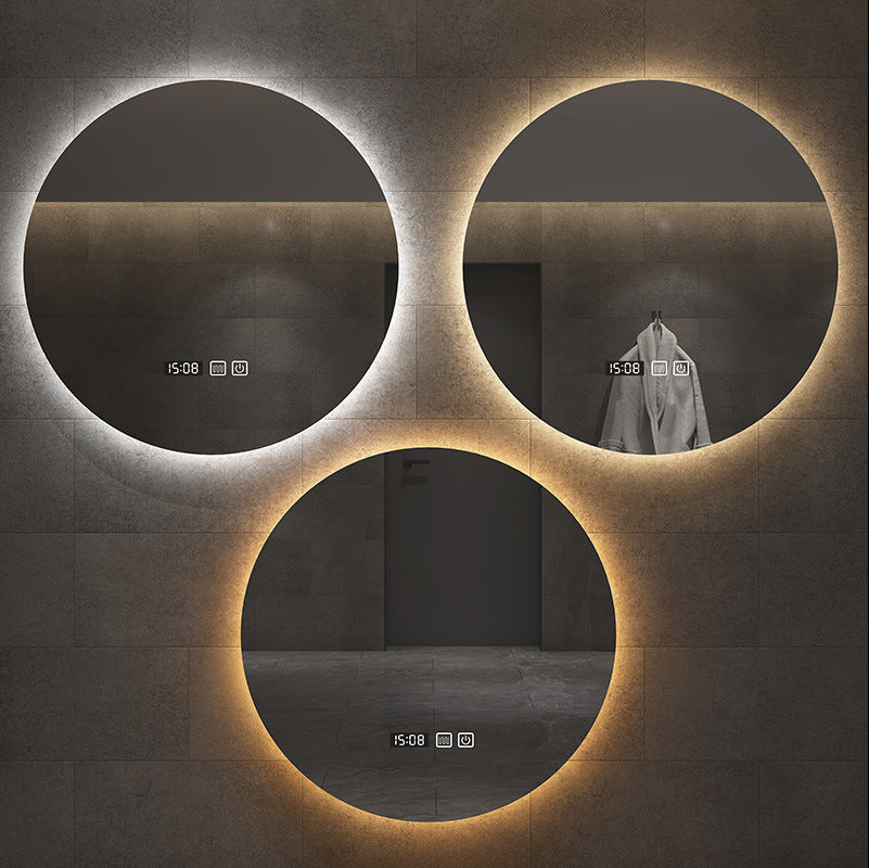 Round Smart Bathroom Toilet Mirror With Light Touch Screen Induction - Jay Store