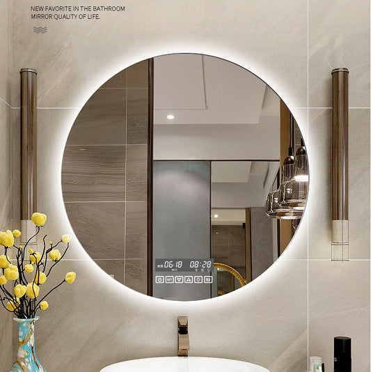 Round Smart Bathroom Toilet Mirror With Light Touch Screen Induction - Jay Store