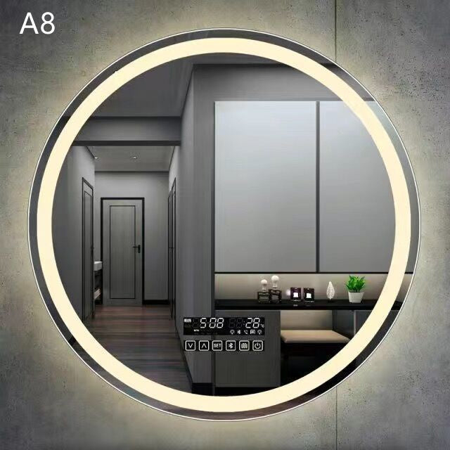 Round Smart Bathroom Toilet Mirror With Light Touch Screen Induction - Jay Store